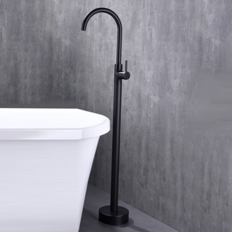 Modern Floor Mounted Metal Freestanding Tub Filler Swivel Freestanding Faucet Black Hand Shower Not Included Ground Clearhalo 'Bathroom Remodel & Bathroom Fixtures' 'Bathtub Faucets' 'bathtub_faucets' 'Home Improvement' 'home_improvement' 'home_improvement_bathtub_faucets' 6485881