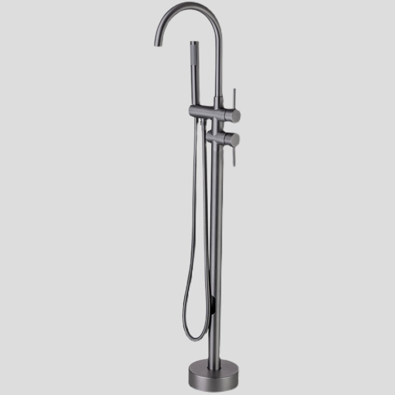 Modern Floor Mounted Metal Freestanding Tub Filler Swivel Freestanding Faucet Clearhalo 'Bathroom Remodel & Bathroom Fixtures' 'Bathtub Faucets' 'bathtub_faucets' 'Home Improvement' 'home_improvement' 'home_improvement_bathtub_faucets' 6485887