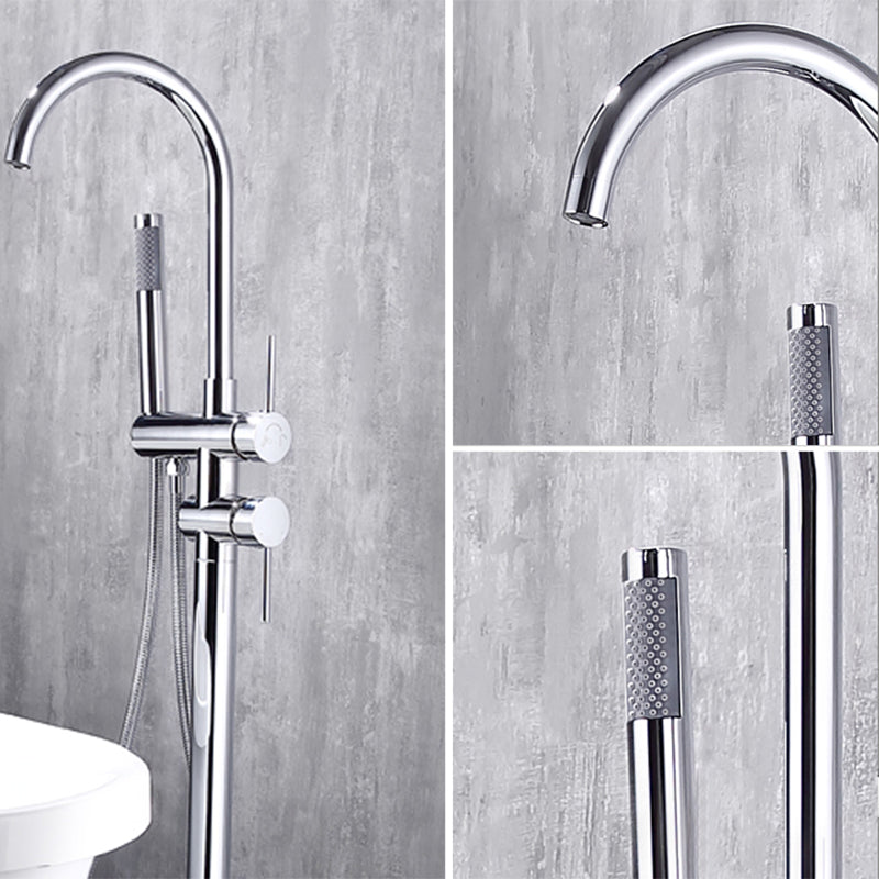 Modern Floor Mounted Metal Freestanding Tub Filler Swivel Freestanding Faucet Clearhalo 'Bathroom Remodel & Bathroom Fixtures' 'Bathtub Faucets' 'bathtub_faucets' 'Home Improvement' 'home_improvement' 'home_improvement_bathtub_faucets' 6485904