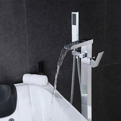 Floor Mounted Copper Freestanding Tub Filler Freestanding Low Arc Tub Filler Trim Chrome Clearhalo 'Bathroom Remodel & Bathroom Fixtures' 'Bathtub Faucets' 'bathtub_faucets' 'Home Improvement' 'home_improvement' 'home_improvement_bathtub_faucets' 6485976