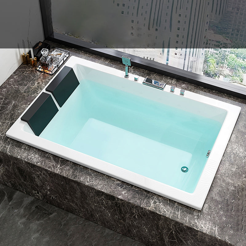 Rectangle Modern White Embedded Bathtub Acrylic with Drain Bath Tub and Overflow Hole Tub Only Tub with Silver 5-Piece Set Clearhalo 'Bathroom Remodel & Bathroom Fixtures' 'Bathtubs' 'Home Improvement' 'home_improvement' 'home_improvement_bathtubs' 'Showers & Bathtubs' 6488638