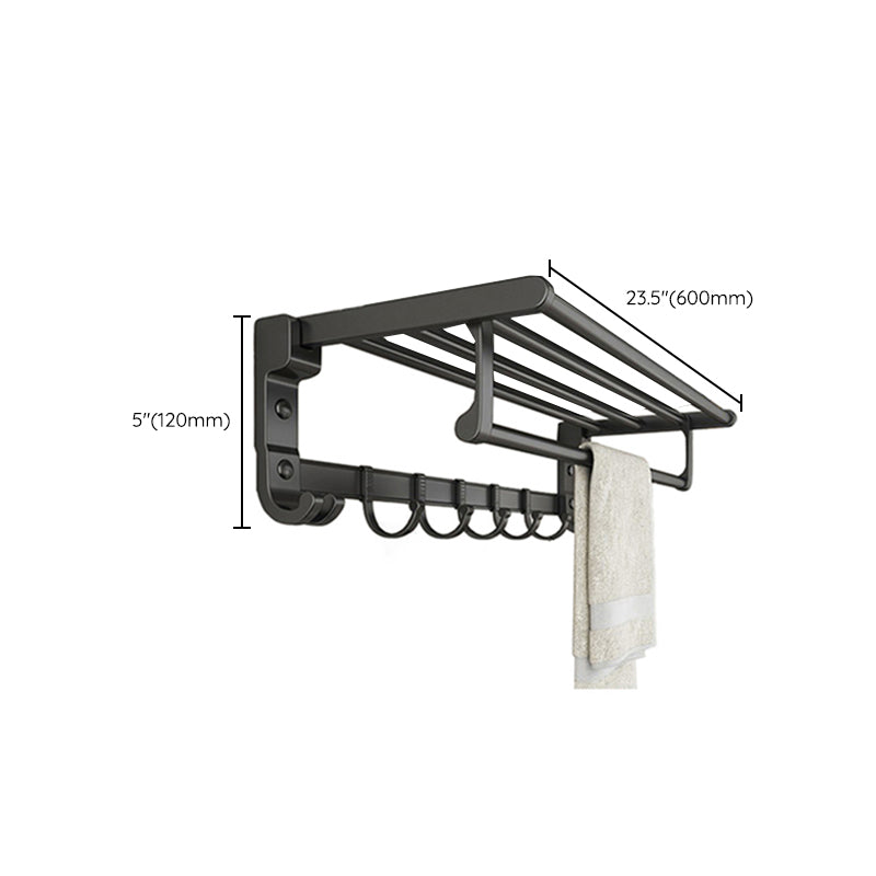 Chrome/Black Classic Bathroom Accessory Set Modern Bath Shelf/ Towel Bar & Paper Holder Clearhalo 'Bathroom Hardware Sets' 'Bathroom Hardware' 'Bathroom Remodel & Bathroom Fixtures' 'bathroom_hardware_sets' 'Home Improvement' 'home_improvement' 'home_improvement_bathroom_hardware_sets' 6495584