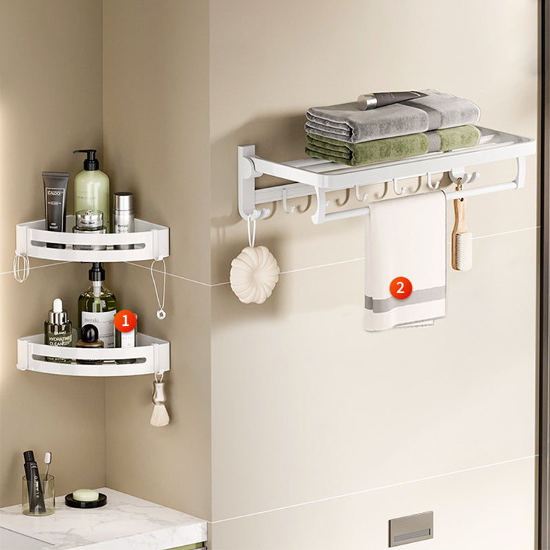 Modern Bathroom Hardware Set Towel Bar White Bath Shelf Bath Hardware Set 3-Piece Set(Double Deck Shelves) Clearhalo 'Bathroom Hardware Sets' 'Bathroom Hardware' 'Bathroom Remodel & Bathroom Fixtures' 'bathroom_hardware_sets' 'Home Improvement' 'home_improvement' 'home_improvement_bathroom_hardware_sets' 6495590