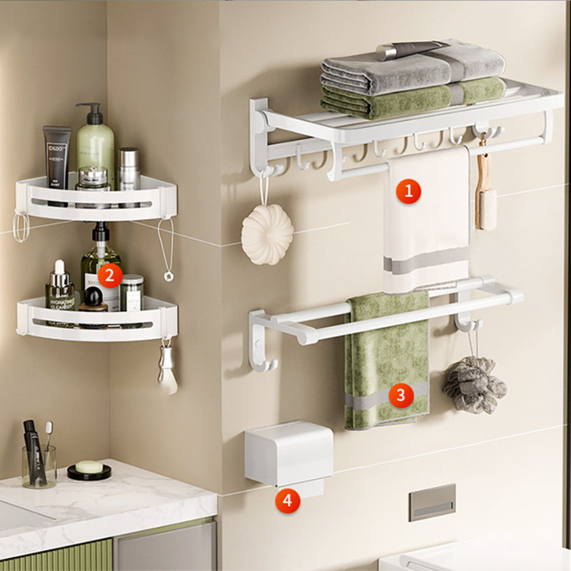 Modern Bathroom Hardware Set Towel Bar White Bath Shelf Bath Hardware Set 4-Piece Set (Double Rods) Clearhalo 'Bathroom Hardware Sets' 'Bathroom Hardware' 'Bathroom Remodel & Bathroom Fixtures' 'bathroom_hardware_sets' 'Home Improvement' 'home_improvement' 'home_improvement_bathroom_hardware_sets' 6495594