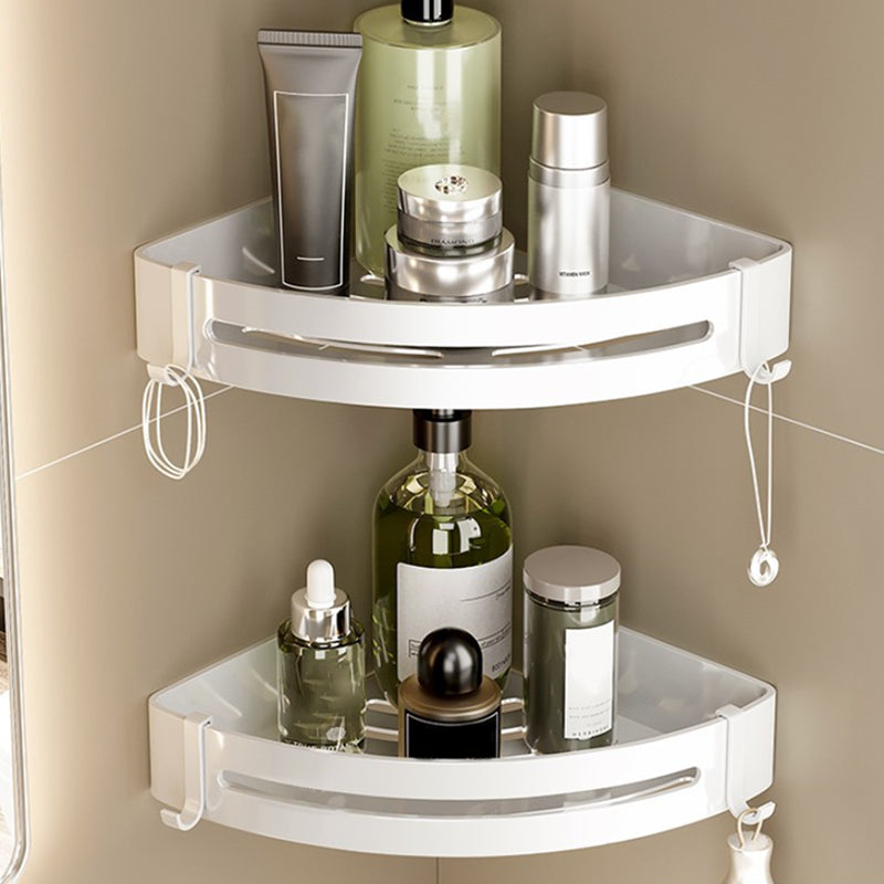 Modern Bathroom Hardware Set Towel Bar White Bath Shelf Bath Hardware Set 2-Piece Set (Triangular Bath Shelf) Clearhalo 'Bathroom Hardware Sets' 'Bathroom Hardware' 'Bathroom Remodel & Bathroom Fixtures' 'bathroom_hardware_sets' 'Home Improvement' 'home_improvement' 'home_improvement_bathroom_hardware_sets' 6495596