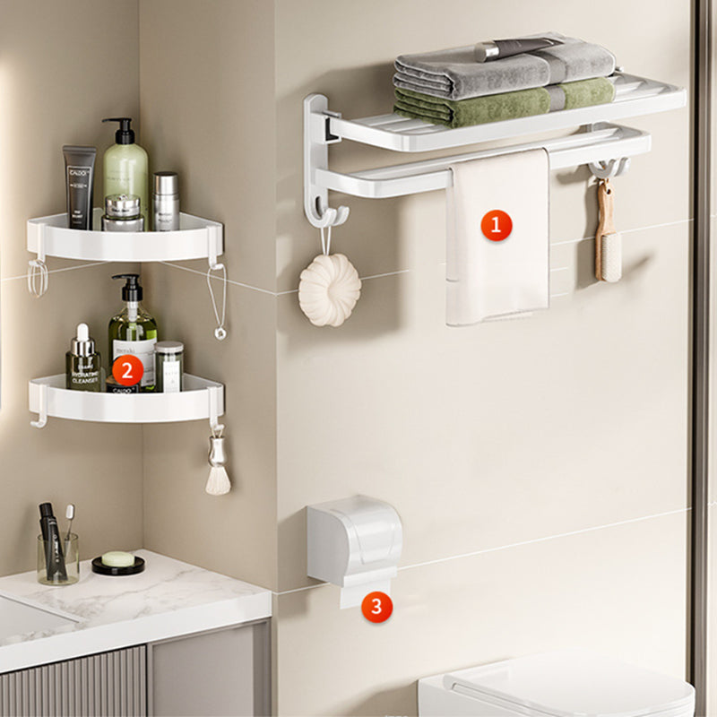 Modern Bathroom Hardware Set Towel Bar White Bath Shelf Bath Hardware Set 4-Piece Set (Toilet Paper Holder) Clearhalo 'Bathroom Hardware Sets' 'Bathroom Hardware' 'Bathroom Remodel & Bathroom Fixtures' 'bathroom_hardware_sets' 'Home Improvement' 'home_improvement' 'home_improvement_bathroom_hardware_sets' 6495602