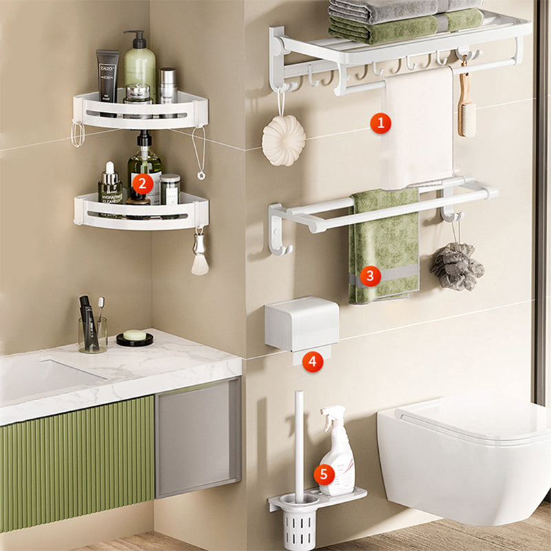 Modern Bathroom Hardware Set Towel Bar White Bath Shelf Bath Hardware Set 6-Piece Set (Double Rods) Clearhalo 'Bathroom Hardware Sets' 'Bathroom Hardware' 'Bathroom Remodel & Bathroom Fixtures' 'bathroom_hardware_sets' 'Home Improvement' 'home_improvement' 'home_improvement_bathroom_hardware_sets' 6495606