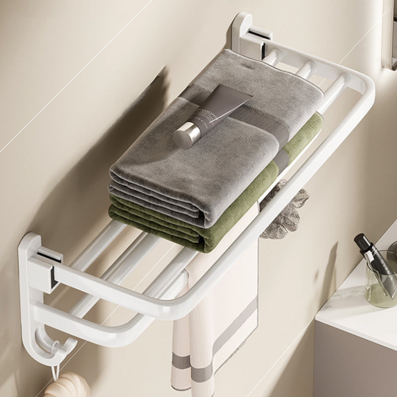 Modern Bathroom Hardware Set Towel Bar White Bath Shelf Bath Hardware Set Double Decks Towel Rack Clearhalo 'Bathroom Hardware Sets' 'Bathroom Hardware' 'Bathroom Remodel & Bathroom Fixtures' 'bathroom_hardware_sets' 'Home Improvement' 'home_improvement' 'home_improvement_bathroom_hardware_sets' 6495612