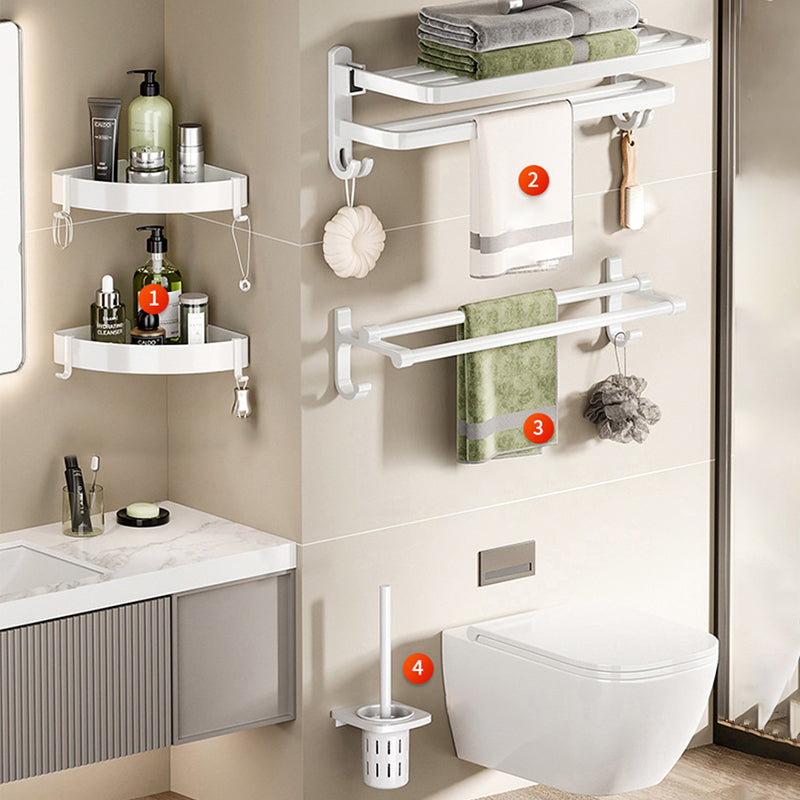 Modern Bathroom Hardware Set Towel Bar White Bath Shelf Bath Hardware Set 5-Piece Set(24"L Towel Bar) Clearhalo 'Bathroom Hardware Sets' 'Bathroom Hardware' 'Bathroom Remodel & Bathroom Fixtures' 'bathroom_hardware_sets' 'Home Improvement' 'home_improvement' 'home_improvement_bathroom_hardware_sets' 6495616