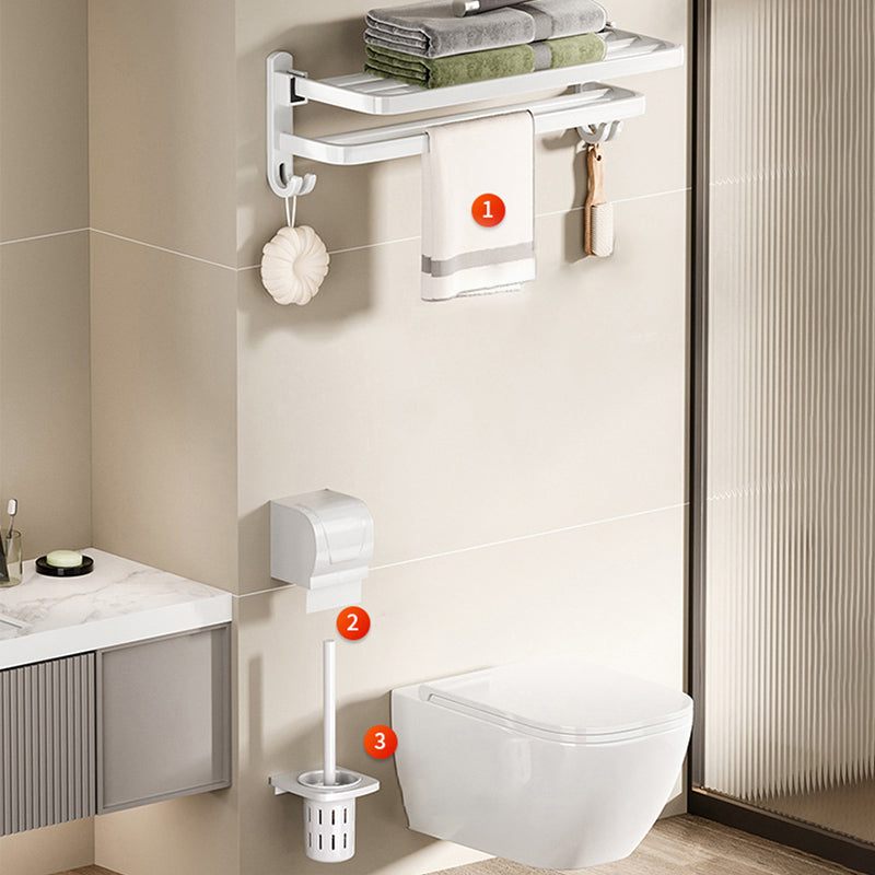 Modern Bathroom Hardware Set Towel Bar White Bath Shelf Bath Hardware Set 3-Piece Set (Toilet Paper Holder) Clearhalo 'Bathroom Hardware Sets' 'Bathroom Hardware' 'Bathroom Remodel & Bathroom Fixtures' 'bathroom_hardware_sets' 'Home Improvement' 'home_improvement' 'home_improvement_bathroom_hardware_sets' 6495618