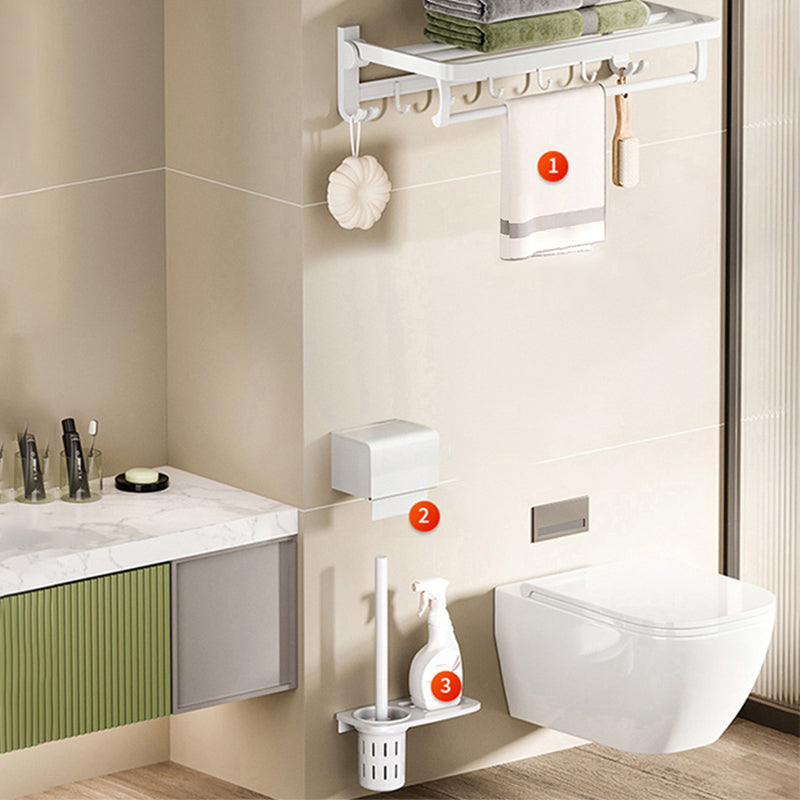 Modern Bathroom Hardware Set Towel Bar White Bath Shelf Bath Hardware Set 3-Piece Set (Toilet Brush) Clearhalo 'Bathroom Hardware Sets' 'Bathroom Hardware' 'Bathroom Remodel & Bathroom Fixtures' 'bathroom_hardware_sets' 'Home Improvement' 'home_improvement' 'home_improvement_bathroom_hardware_sets' 6495619