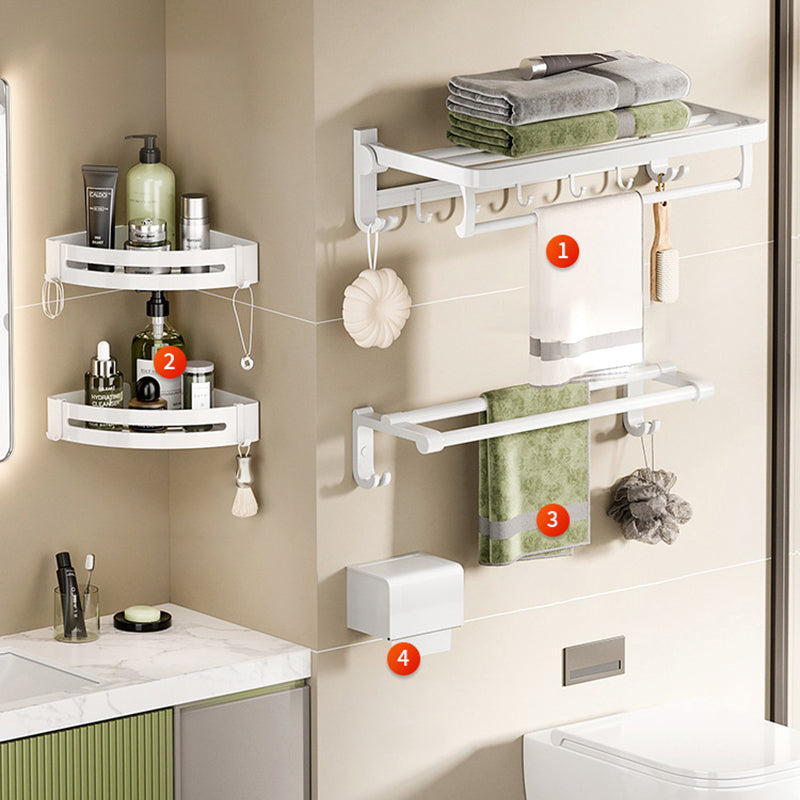 Modern Bathroom Hardware Set Towel Bar White Bath Shelf Bath Hardware Set 5-Piece Set (24"L Towel Rack) Clearhalo 'Bathroom Hardware Sets' 'Bathroom Hardware' 'Bathroom Remodel & Bathroom Fixtures' 'bathroom_hardware_sets' 'Home Improvement' 'home_improvement' 'home_improvement_bathroom_hardware_sets' 6495625