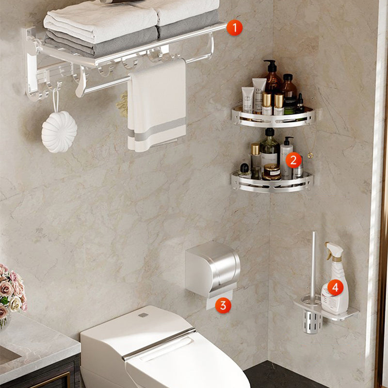 Modern Polished Chrome Bathroom Accessory Set Bath Shelf/Towel Bar/ Paper Holder Included 5-Piece Set (Toilet Paper Holder) Clearhalo 'Bathroom Hardware Sets' 'Bathroom Hardware' 'Bathroom Remodel & Bathroom Fixtures' 'bathroom_hardware_sets' 'Home Improvement' 'home_improvement' 'home_improvement_bathroom_hardware_sets' 6495684