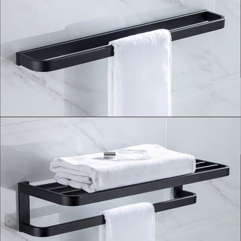 Modern Classic Bath Hardware Set in Stainless Steel Matte Black Robe Hooks/Towel Ring Bar Clearhalo 'Bathroom Hardware Sets' 'Bathroom Hardware' 'Bathroom Remodel & Bathroom Fixtures' 'bathroom_hardware_sets' 'Home Improvement' 'home_improvement' 'home_improvement_bathroom_hardware_sets' 6495706