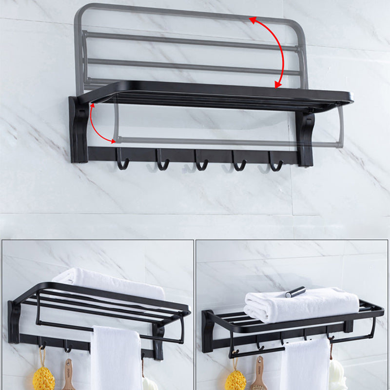 Modern Classic Bath Hardware Set in Stainless Steel Matte Black Robe Hooks/Towel Ring Bar Clearhalo 'Bathroom Hardware Sets' 'Bathroom Hardware' 'Bathroom Remodel & Bathroom Fixtures' 'bathroom_hardware_sets' 'Home Improvement' 'home_improvement' 'home_improvement_bathroom_hardware_sets' 6495709