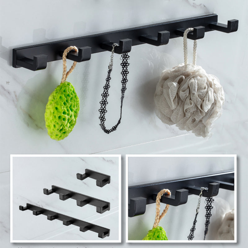 Modern Classic Bath Hardware Set in Stainless Steel Matte Black Robe Hooks/Towel Ring Bar Clearhalo 'Bathroom Hardware Sets' 'Bathroom Hardware' 'Bathroom Remodel & Bathroom Fixtures' 'bathroom_hardware_sets' 'Home Improvement' 'home_improvement' 'home_improvement_bathroom_hardware_sets' 6495713