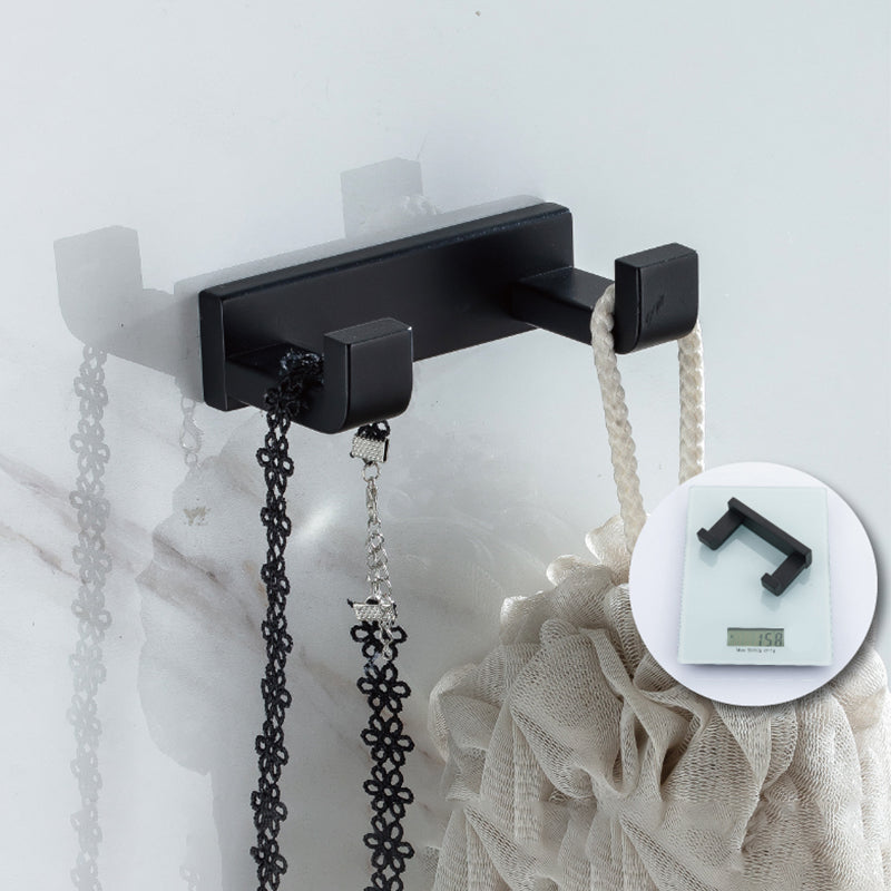 Modern Classic Bath Hardware Set in Stainless Steel Matte Black Robe Hooks/Towel Ring Bar Towel/Robe Hook (4"L) Clearhalo 'Bathroom Hardware Sets' 'Bathroom Hardware' 'Bathroom Remodel & Bathroom Fixtures' 'bathroom_hardware_sets' 'Home Improvement' 'home_improvement' 'home_improvement_bathroom_hardware_sets' 6495723