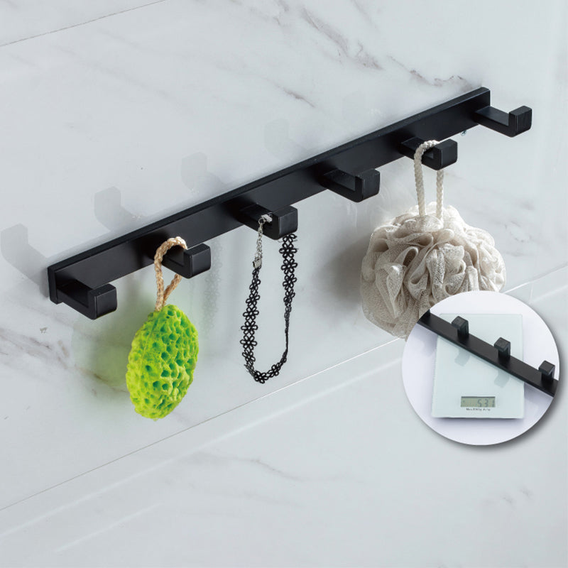 Modern Classic Bath Hardware Set in Stainless Steel Matte Black Robe Hooks/Towel Ring Bar Towel/Robe Hook (19"L) Clearhalo 'Bathroom Hardware Sets' 'Bathroom Hardware' 'Bathroom Remodel & Bathroom Fixtures' 'bathroom_hardware_sets' 'Home Improvement' 'home_improvement' 'home_improvement_bathroom_hardware_sets' 6495727