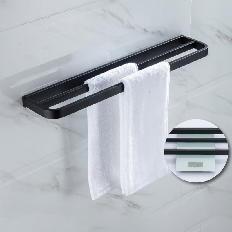 Modern Classic Bath Hardware Set in Stainless Steel Matte Black Robe Hooks/Towel Ring Bar Clearhalo 'Bathroom Hardware Sets' 'Bathroom Hardware' 'Bathroom Remodel & Bathroom Fixtures' 'bathroom_hardware_sets' 'Home Improvement' 'home_improvement' 'home_improvement_bathroom_hardware_sets' 6495733