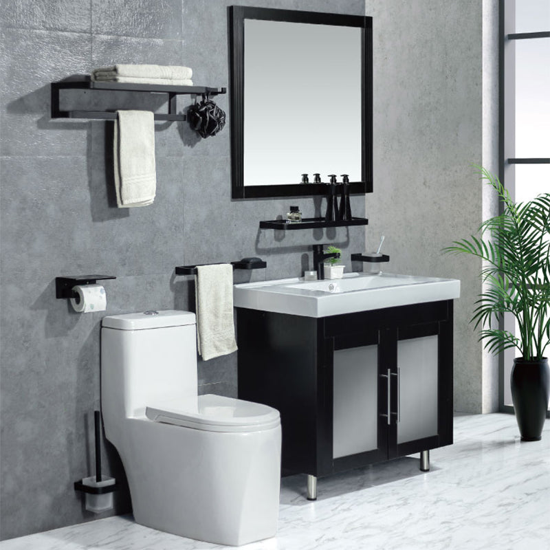 Modern Classic Bath Hardware Set in Stainless Steel Matte Black Robe Hooks/Towel Ring Bar Clearhalo 'Bathroom Hardware Sets' 'Bathroom Hardware' 'Bathroom Remodel & Bathroom Fixtures' 'bathroom_hardware_sets' 'Home Improvement' 'home_improvement' 'home_improvement_bathroom_hardware_sets' 6495735