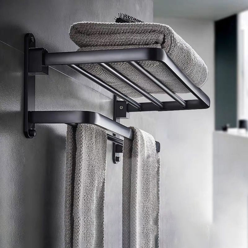 Modern Bathroom Accessory Set Towel Bar Black Soap Dish Bath Hardware Set Clearhalo 'Bathroom Hardware Sets' 'Bathroom Hardware' 'Bathroom Remodel & Bathroom Fixtures' 'bathroom_hardware_sets' 'Home Improvement' 'home_improvement' 'home_improvement_bathroom_hardware_sets' 6495763