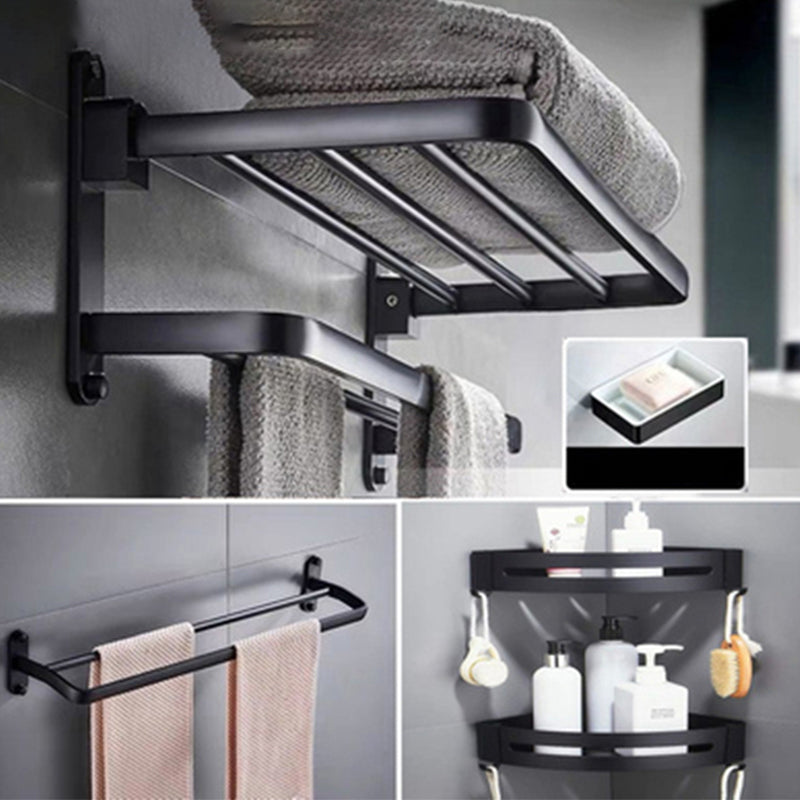 Modern Bathroom Accessory Set Towel Bar Black Soap Dish Bath Hardware Set 5-Piece Set(24"L Towel Bar) Clearhalo 'Bathroom Hardware Sets' 'Bathroom Hardware' 'Bathroom Remodel & Bathroom Fixtures' 'bathroom_hardware_sets' 'Home Improvement' 'home_improvement' 'home_improvement_bathroom_hardware_sets' 6495787