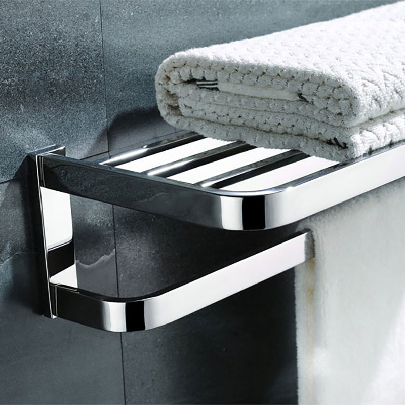 Polished Chrome Modern Bathroom Accessory Set in Stainless Steel Towel Bar/Soap Dish Clearhalo 'Bathroom Hardware Sets' 'Bathroom Hardware' 'Bathroom Remodel & Bathroom Fixtures' 'bathroom_hardware_sets' 'Home Improvement' 'home_improvement' 'home_improvement_bathroom_hardware_sets' 6495812