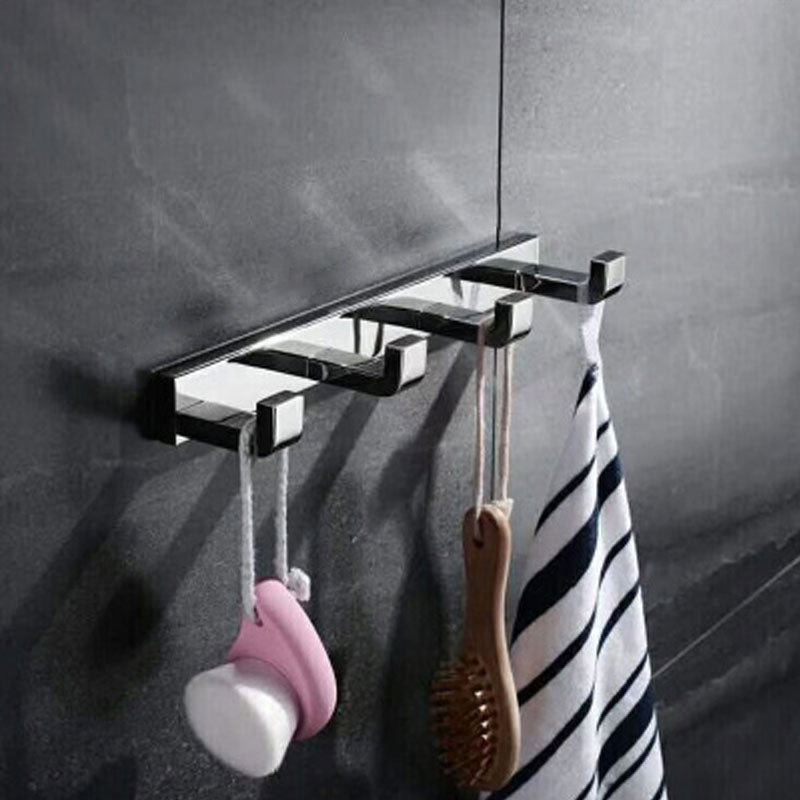 Polished Chrome Modern Bathroom Accessory Set in Stainless Steel Towel Bar/Soap Dish Towel/Robe Hook (11"L) Clearhalo 'Bathroom Hardware Sets' 'Bathroom Hardware' 'Bathroom Remodel & Bathroom Fixtures' 'bathroom_hardware_sets' 'Home Improvement' 'home_improvement' 'home_improvement_bathroom_hardware_sets' 6495813