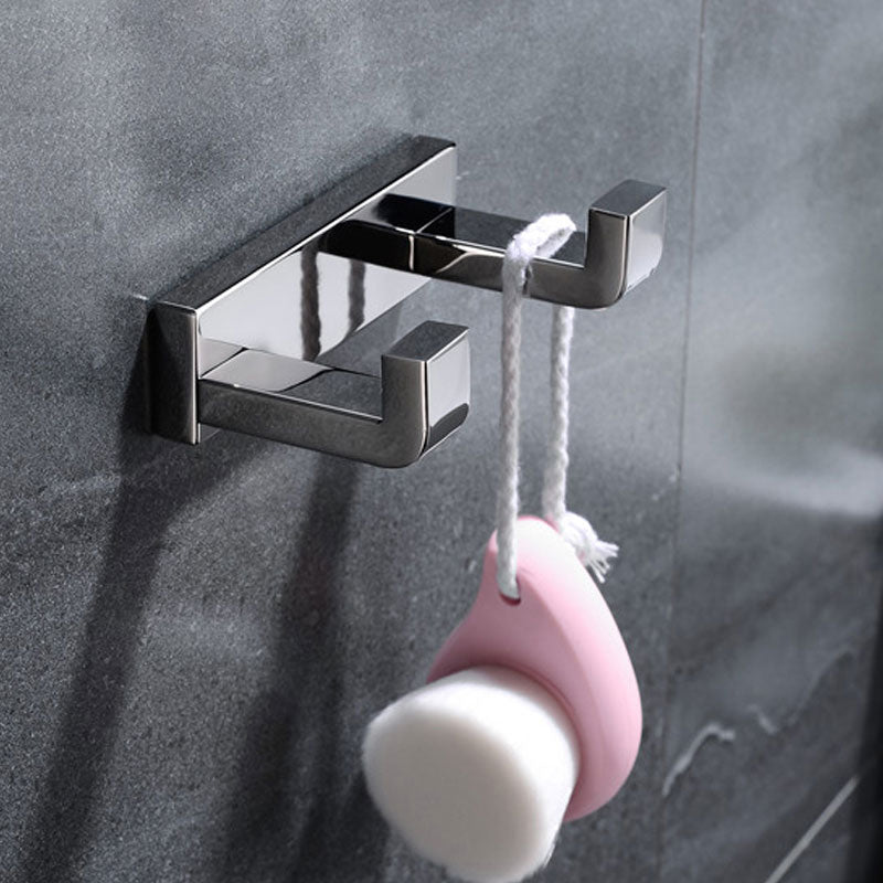 Polished Chrome Modern Bathroom Accessory Set in Stainless Steel Towel Bar/Soap Dish Towel/Robe Hook (4"L) Clearhalo 'Bathroom Hardware Sets' 'Bathroom Hardware' 'Bathroom Remodel & Bathroom Fixtures' 'bathroom_hardware_sets' 'Home Improvement' 'home_improvement' 'home_improvement_bathroom_hardware_sets' 6495833