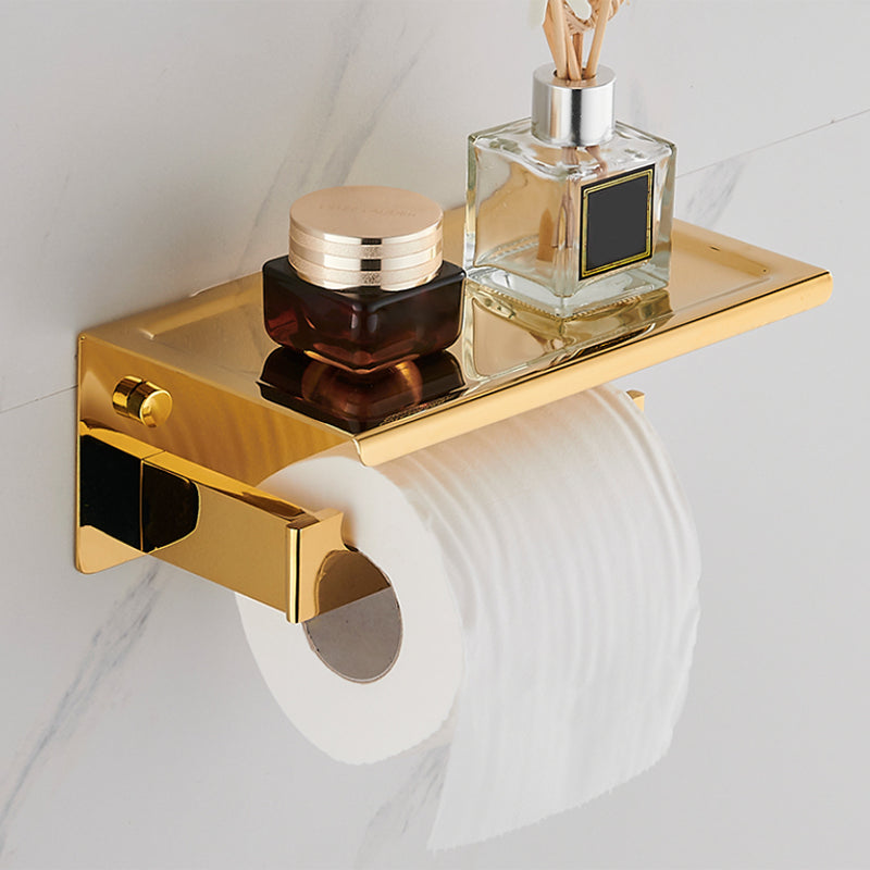 Modern Towel Bar Bathroom Hardware Set Bath Shelf Gold Bathroom Accessory Set Clearhalo 'Bathroom Hardware Sets' 'Bathroom Hardware' 'Bathroom Remodel & Bathroom Fixtures' 'bathroom_hardware_sets' 'Home Improvement' 'home_improvement' 'home_improvement_bathroom_hardware_sets' 6495860