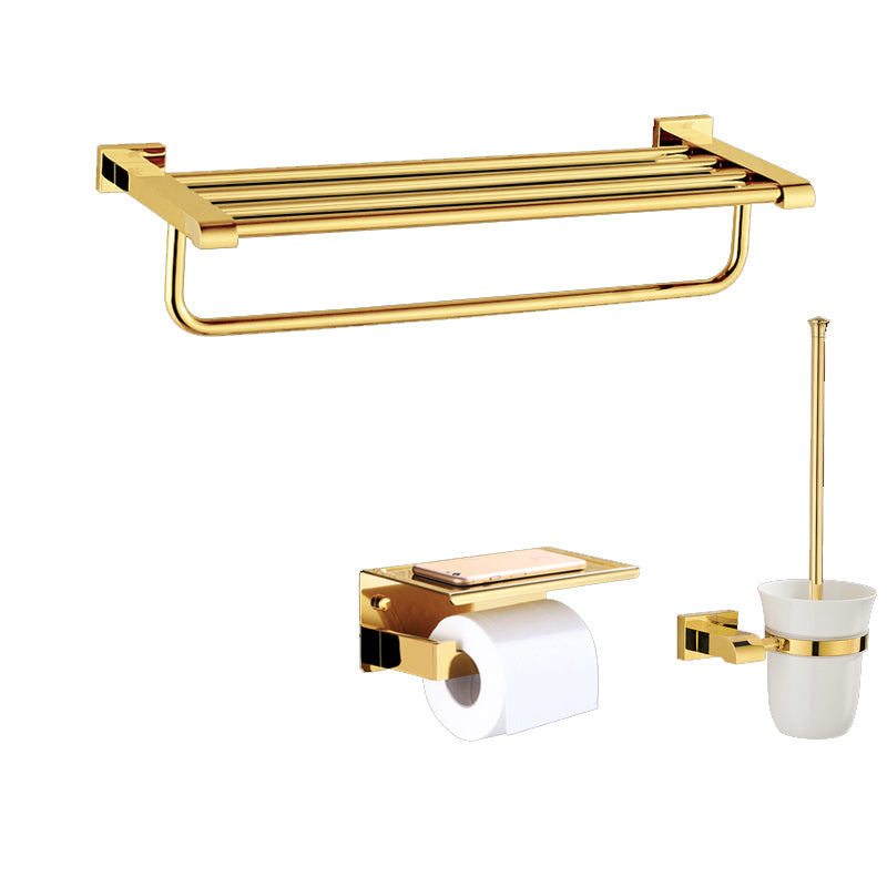 Modern Towel Bar Bathroom Hardware Set Bath Shelf Gold Bathroom Accessory Set 3-Piece Set (Toilet Paper Holder) Clearhalo 'Bathroom Hardware Sets' 'Bathroom Hardware' 'Bathroom Remodel & Bathroom Fixtures' 'bathroom_hardware_sets' 'Home Improvement' 'home_improvement' 'home_improvement_bathroom_hardware_sets' 6495875