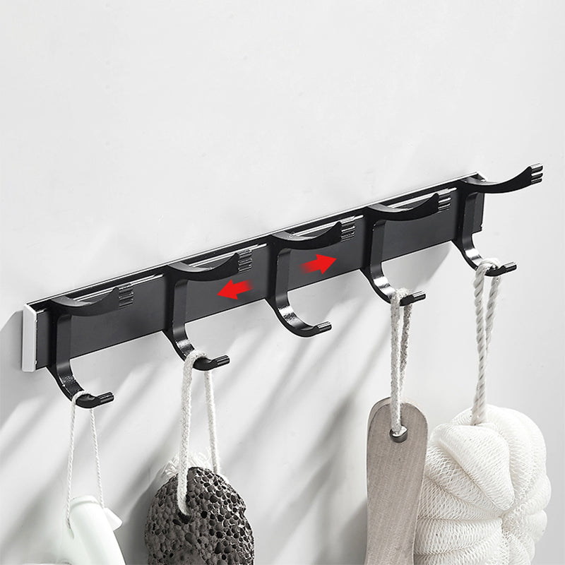 Modern Classic Bath Hardware Set Matte Black Robe Hooks/Towel Bar & Bath Shelf Clearhalo 'Bathroom Hardware Sets' 'Bathroom Hardware' 'Bathroom Remodel & Bathroom Fixtures' 'bathroom_hardware_sets' 'Home Improvement' 'home_improvement' 'home_improvement_bathroom_hardware_sets' 6495907