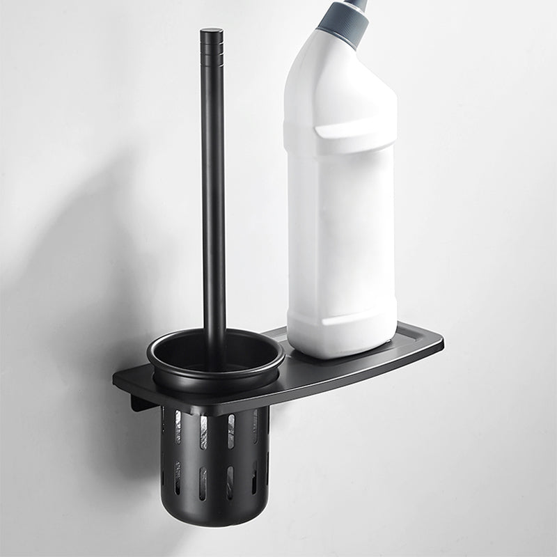 Modern Classic Bath Hardware Set Matte Black Robe Hooks/Towel Bar & Bath Shelf Toilet Brush Clearhalo 'Bathroom Hardware Sets' 'Bathroom Hardware' 'Bathroom Remodel & Bathroom Fixtures' 'bathroom_hardware_sets' 'Home Improvement' 'home_improvement' 'home_improvement_bathroom_hardware_sets' 6495913