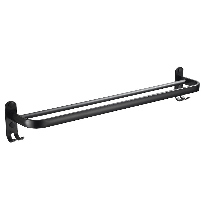 Modern Classic Bath Hardware Set Matte Black Robe Hooks/Towel Bar & Bath Shelf Clearhalo 'Bathroom Hardware Sets' 'Bathroom Hardware' 'Bathroom Remodel & Bathroom Fixtures' 'bathroom_hardware_sets' 'Home Improvement' 'home_improvement' 'home_improvement_bathroom_hardware_sets' 6495923