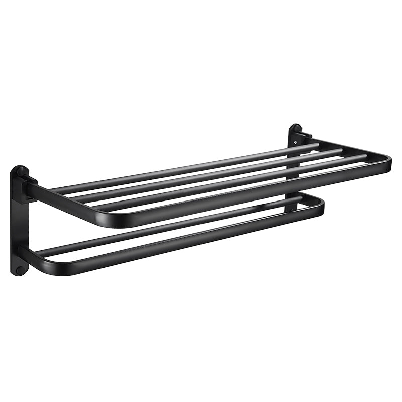 Modern Classic Bath Hardware Set Matte Black Robe Hooks/Towel Bar & Bath Shelf Clearhalo 'Bathroom Hardware Sets' 'Bathroom Hardware' 'Bathroom Remodel & Bathroom Fixtures' 'bathroom_hardware_sets' 'Home Improvement' 'home_improvement' 'home_improvement_bathroom_hardware_sets' 6495924