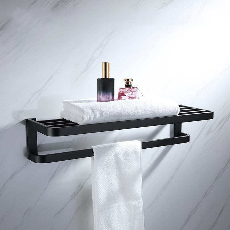 Modern Bathroom Hardware Set Bath Shelf Towel Bar Black Bath Hardware Set Clearhalo 'Bathroom Hardware Sets' 'Bathroom Hardware' 'Bathroom Remodel & Bathroom Fixtures' 'bathroom_hardware_sets' 'Home Improvement' 'home_improvement' 'home_improvement_bathroom_hardware_sets' 6495932