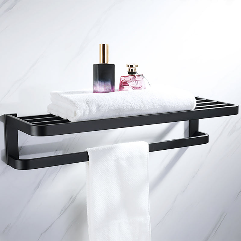 Modern Bathroom Hardware Set Bath Shelf Towel Bar Black Bath Hardware Set Clearhalo 'Bathroom Hardware Sets' 'Bathroom Hardware' 'Bathroom Remodel & Bathroom Fixtures' 'bathroom_hardware_sets' 'Home Improvement' 'home_improvement' 'home_improvement_bathroom_hardware_sets' 6495933