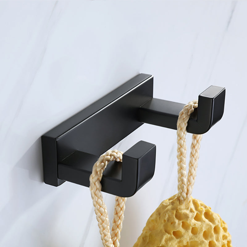 Modern Bathroom Hardware Set Bath Shelf Towel Bar Black Bath Hardware Set Towel/Robe Hook Clearhalo 'Bathroom Hardware Sets' 'Bathroom Hardware' 'Bathroom Remodel & Bathroom Fixtures' 'bathroom_hardware_sets' 'Home Improvement' 'home_improvement' 'home_improvement_bathroom_hardware_sets' 6495942