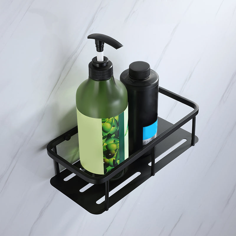 Modern Bathroom Hardware Set Bath Shelf Towel Bar Black Bath Hardware Set Square Bath Shelf Clearhalo 'Bathroom Hardware Sets' 'Bathroom Hardware' 'Bathroom Remodel & Bathroom Fixtures' 'bathroom_hardware_sets' 'Home Improvement' 'home_improvement' 'home_improvement_bathroom_hardware_sets' 6495950