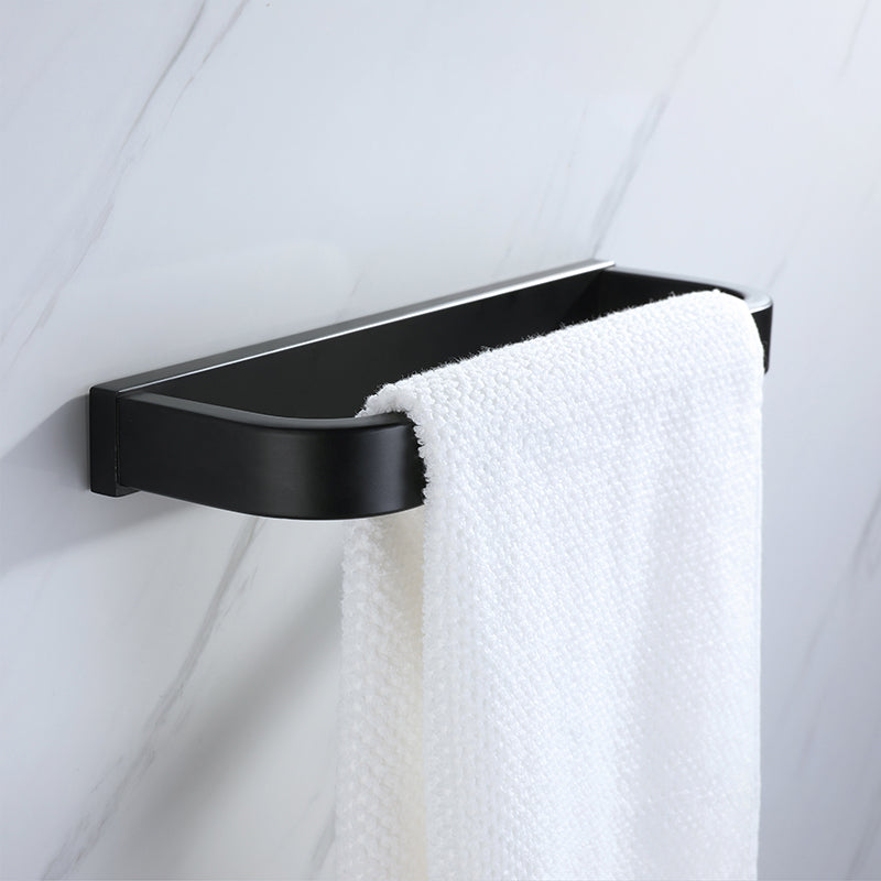 Modern Bathroom Hardware Set Bath Shelf Towel Bar Black Bath Hardware Set Towel Ring Clearhalo 'Bathroom Hardware Sets' 'Bathroom Hardware' 'Bathroom Remodel & Bathroom Fixtures' 'bathroom_hardware_sets' 'Home Improvement' 'home_improvement' 'home_improvement_bathroom_hardware_sets' 6495953