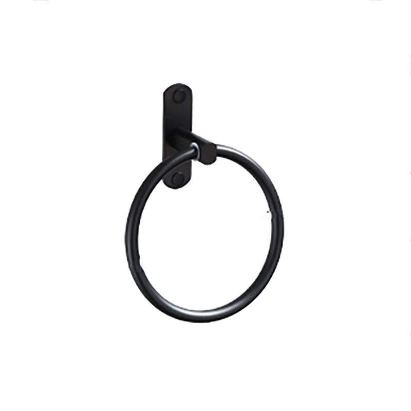 Contemporary Bathroom Accessory Set Black Finish Robe Hooks/Towel Ring Bar Clearhalo 'Bathroom Hardware Sets' 'Bathroom Hardware' 'Bathroom Remodel & Bathroom Fixtures' 'bathroom_hardware_sets' 'Home Improvement' 'home_improvement' 'home_improvement_bathroom_hardware_sets' 6496002