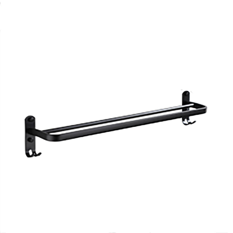 Contemporary Bathroom Accessory Set Black Finish Robe Hooks/Towel Ring Bar Clearhalo 'Bathroom Hardware Sets' 'Bathroom Hardware' 'Bathroom Remodel & Bathroom Fixtures' 'bathroom_hardware_sets' 'Home Improvement' 'home_improvement' 'home_improvement_bathroom_hardware_sets' 6496006