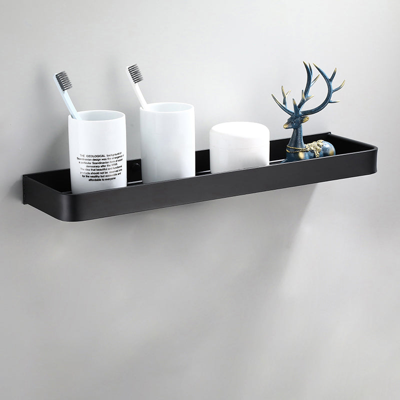 Contemporary Bathroom Accessory Set Black Finish Robe Hooks/Towel Ring Bar Bath Shelf Clearhalo 'Bathroom Hardware Sets' 'Bathroom Hardware' 'Bathroom Remodel & Bathroom Fixtures' 'bathroom_hardware_sets' 'Home Improvement' 'home_improvement' 'home_improvement_bathroom_hardware_sets' 6496014