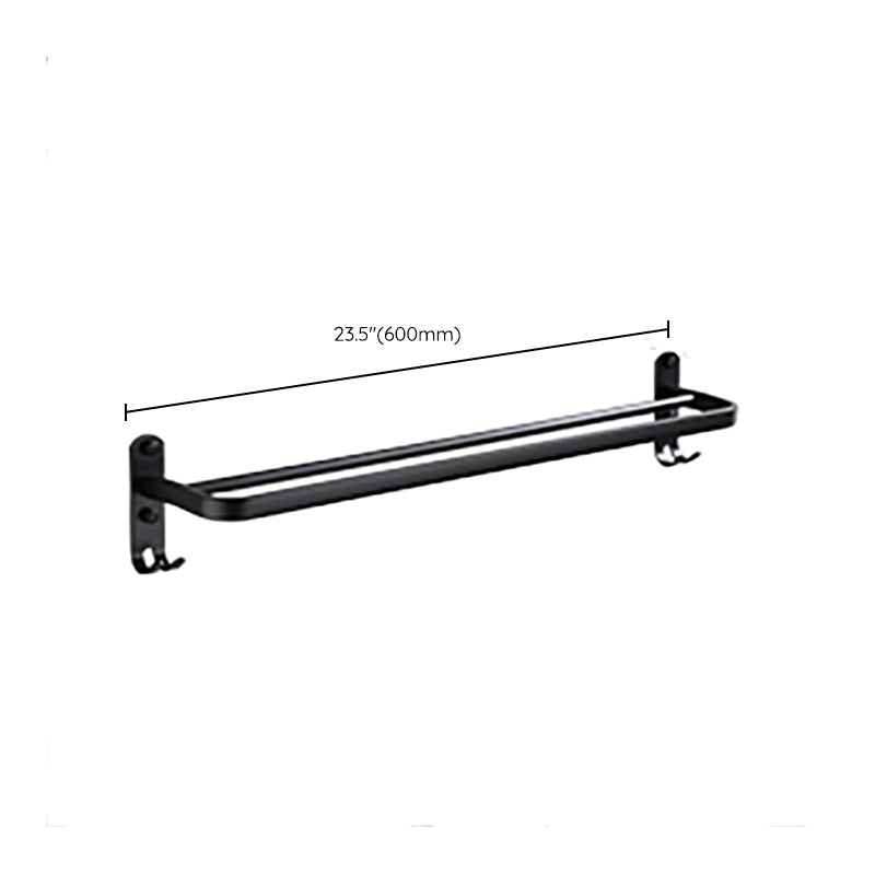 Contemporary Bathroom Accessory Set Black Finish Robe Hooks/Towel Ring Bar Clearhalo 'Bathroom Hardware Sets' 'Bathroom Hardware' 'Bathroom Remodel & Bathroom Fixtures' 'bathroom_hardware_sets' 'Home Improvement' 'home_improvement' 'home_improvement_bathroom_hardware_sets' 6496026