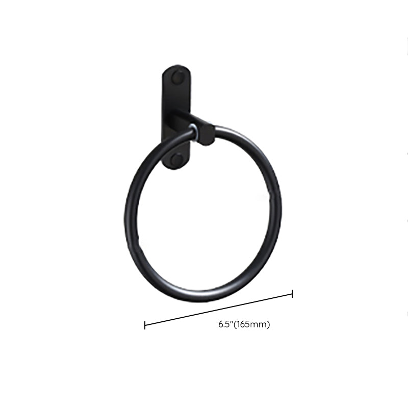 Contemporary Bathroom Accessory Set Black Finish Robe Hooks/Towel Ring Bar Clearhalo 'Bathroom Hardware Sets' 'Bathroom Hardware' 'Bathroom Remodel & Bathroom Fixtures' 'bathroom_hardware_sets' 'Home Improvement' 'home_improvement' 'home_improvement_bathroom_hardware_sets' 6496029