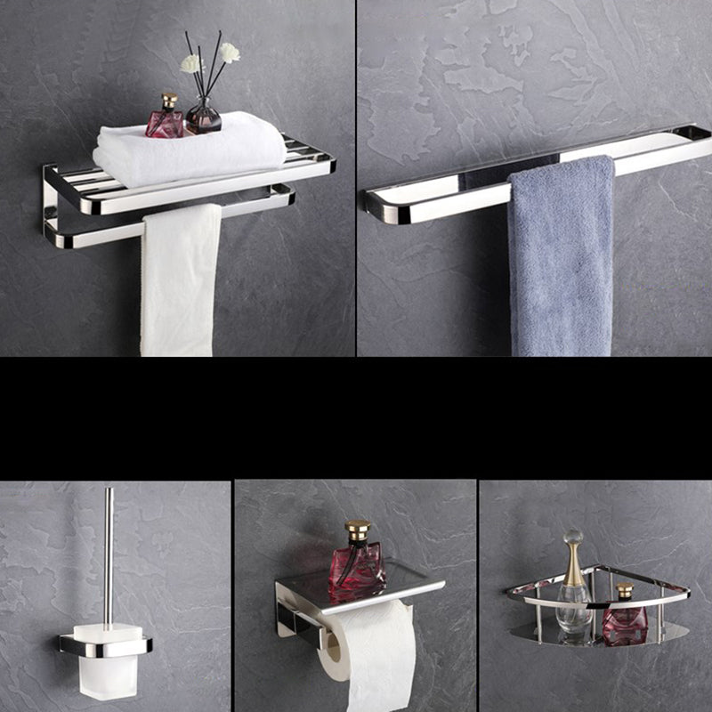 Modern Bath Hardware Set Paper Holder Grey Towel Bar Bathroom Accessory Set 5-Piece Set (Single Deck Shelf) Clearhalo 'Bathroom Hardware Sets' 'Bathroom Hardware' 'Bathroom Remodel & Bathroom Fixtures' 'bathroom_hardware_sets' 'Home Improvement' 'home_improvement' 'home_improvement_bathroom_hardware_sets' 6496050