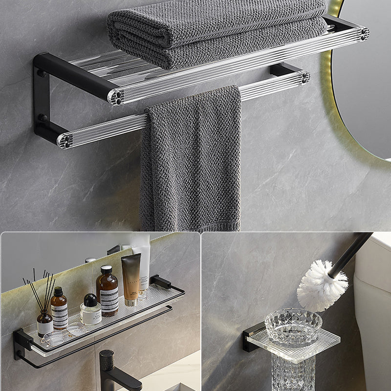 Modern Bathroom Accessory Kit Bath Shelf/Towel Bar & Robe Hooks Included Towel Rack with Bath Shelf and Toilet Brush Clearhalo 'Bathroom Hardware Sets' 'Bathroom Hardware' 'Bathroom Remodel & Bathroom Fixtures' 'bathroom_hardware_sets' 'Home Improvement' 'home_improvement' 'home_improvement_bathroom_hardware_sets' 6496098