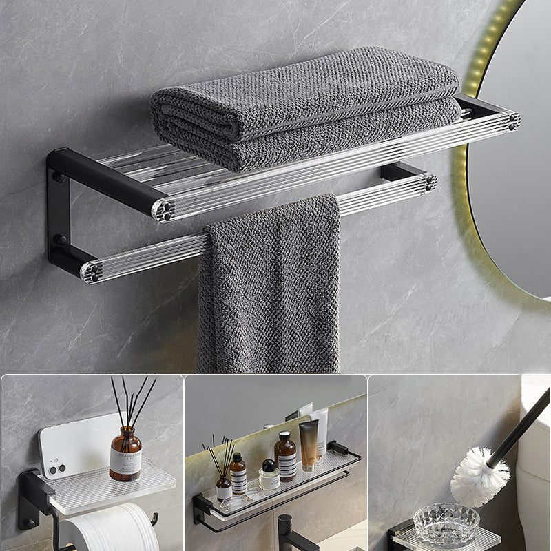 Modern Bathroom Accessory Kit Bath Shelf/Towel Bar & Robe Hooks Included 4-Piece Set (Toilet Brush) Clearhalo 'Bathroom Hardware Sets' 'Bathroom Hardware' 'Bathroom Remodel & Bathroom Fixtures' 'bathroom_hardware_sets' 'Home Improvement' 'home_improvement' 'home_improvement_bathroom_hardware_sets' 6496114