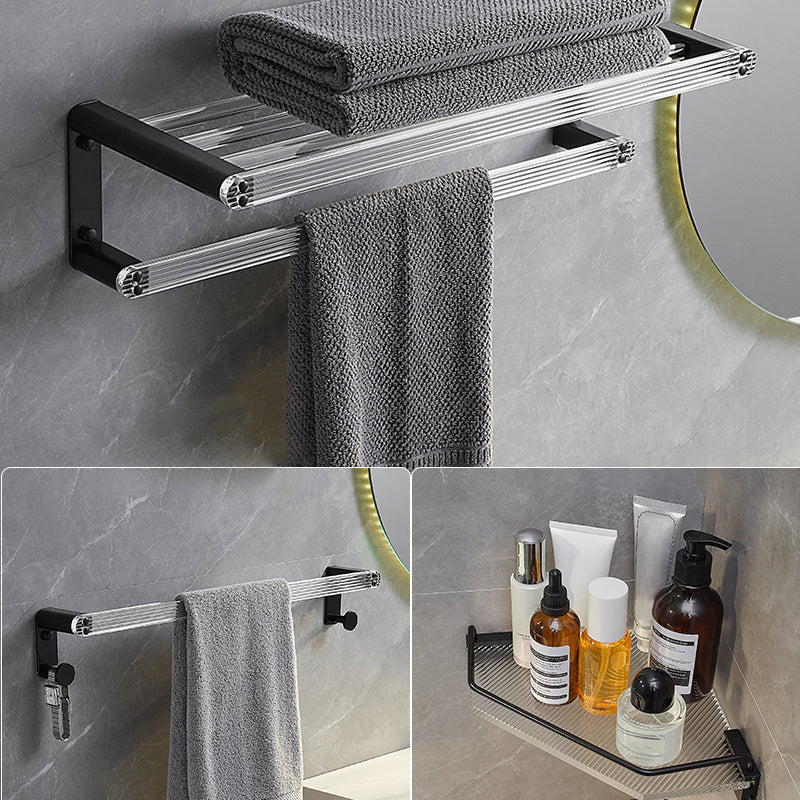 Modern Bathroom Accessory Kit Bath Shelf/Towel Bar & Robe Hooks Included Towel Rack with Bath Shelf (Triangular) and Towel Bar Clearhalo 'Bathroom Hardware Sets' 'Bathroom Hardware' 'Bathroom Remodel & Bathroom Fixtures' 'bathroom_hardware_sets' 'Home Improvement' 'home_improvement' 'home_improvement_bathroom_hardware_sets' 6496117