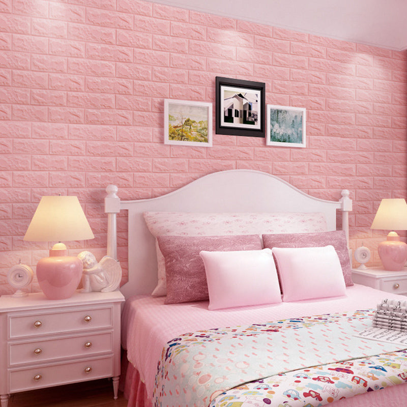 Modern Wall Access Panel PVC 3D Embossed Peel and Stick Soundproof Paneling Pink 100-Piece Set Clearhalo 'Flooring 'Home Improvement' 'home_improvement' 'home_improvement_wall_paneling' 'Wall Paneling' 'wall_paneling' 'Walls & Ceilings' Walls and Ceiling' 6496491